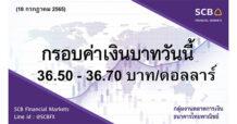 กลุ่มงานตลาดการเงิน ธนาคารไทยพาณิชย์ (SCB Financial Markets) ค่าเงินบาทประจำวันที่ 18 กรกฎาคม 2565