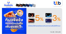 ทีทีบี เอาใจสายกิน รับเครดิตเงินคืนเพิ่มสูงสุด 5% เมื่อมียอดใช้จ่ายสะสมในหมวดร้านอาหาร