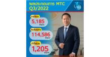 MTC กำไร Q3/65 แตะ 1,205 ลบ. ความต้องการสินเชื่อใหม่พุ่ง-ขยายสาขาเพิ่ม-คุมต้นทุนได้ดี มั่นใจปีนี้พอร์ตสินเชื่อทะลุ 1.2 แสนล้านบาท