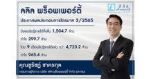 ลลิล พร็อพเพอร์ตี้ แถลงผลประกอบการไตรมาส 3/2565 มียอดรับรู้รายได้ทั้งสิ้น 1,504.7 ล้าน กำไร 299.7 ล้าน โดย 9 เดือนรับรู้รายได้แล้วกว่า 4,723.2 ล้าน กำไร 965.4 ล้าน
