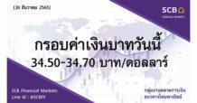 SCB กลุ่มงานตลาดการเงิน ธนาคารไทยพาณิชย์ (SCB Financial Markets) ค่าเงินบาทประจำวันที่ 30 ธันวาคม 2565