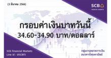 กลุ่มงานตลาดการเงิน ธนาคารไทยพาณิชย์ (SCB Financial Markets)  ค่าเงินบาทประจำวันที่ 3 มีนาคม 2566